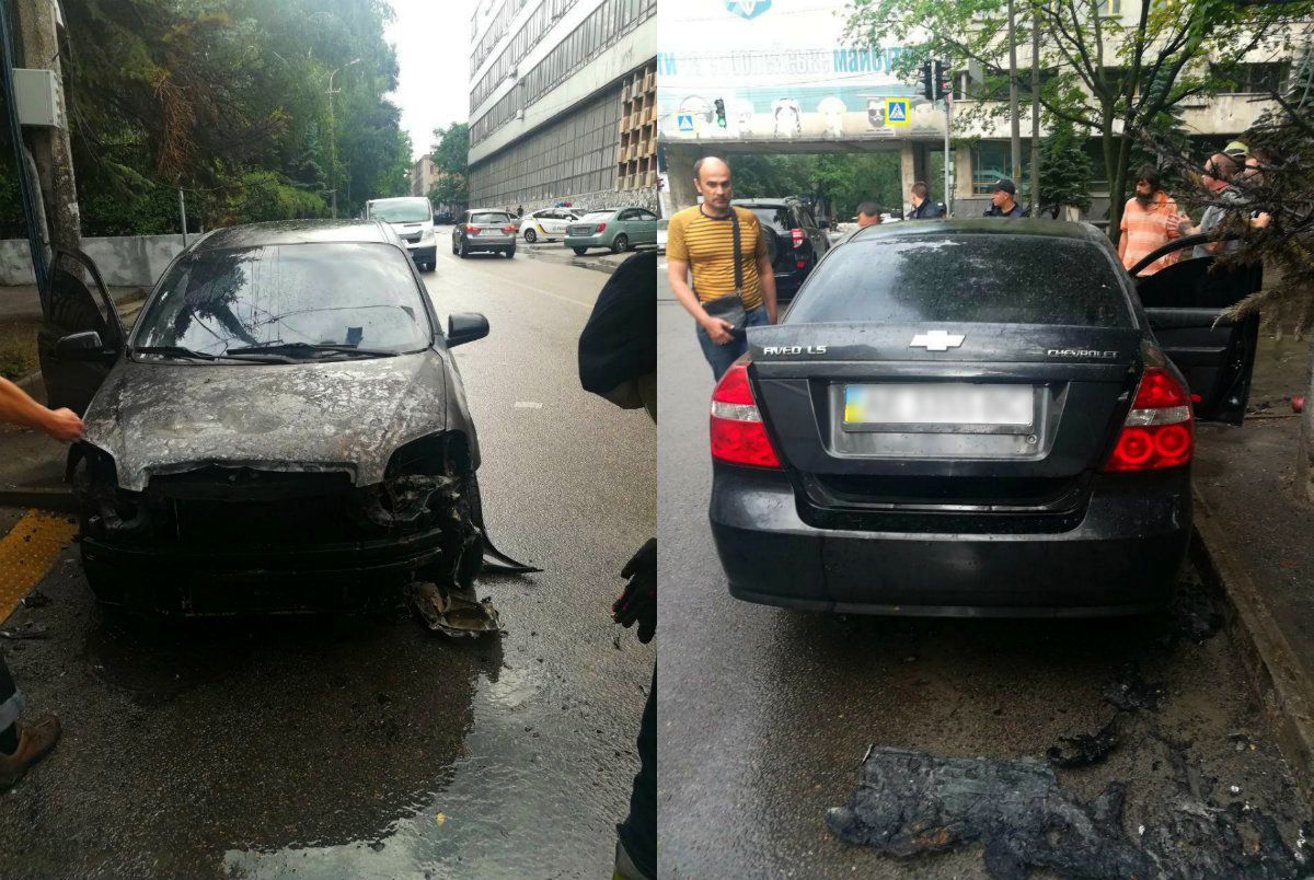 В Днепре на улице Гагарина загорелся автомобиль. Новости Днепра