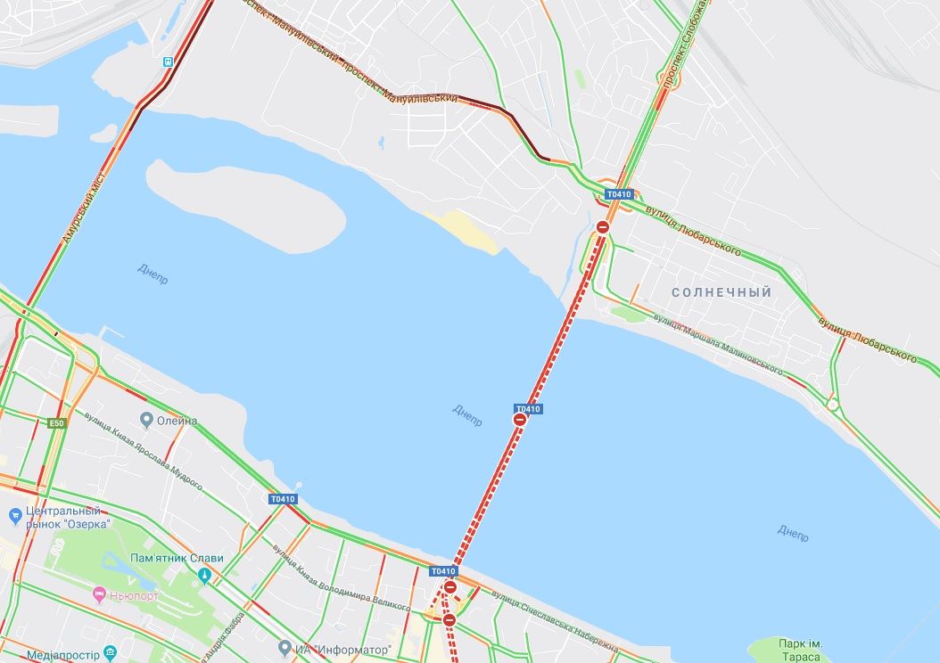 Днепр «стоит»: как днепряне «расплачиваются» за ремонт моста. Новости Днепра
