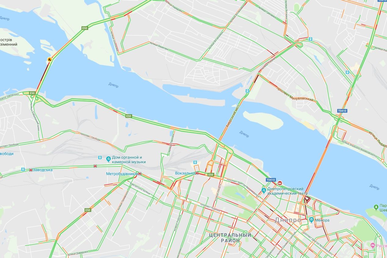 По всему Днепру пробки. Новости Днепра
