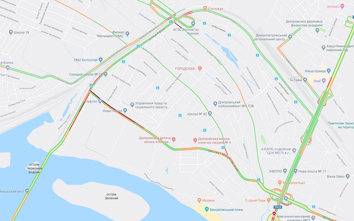 В Днепре образовались пробки. Новости Днепра