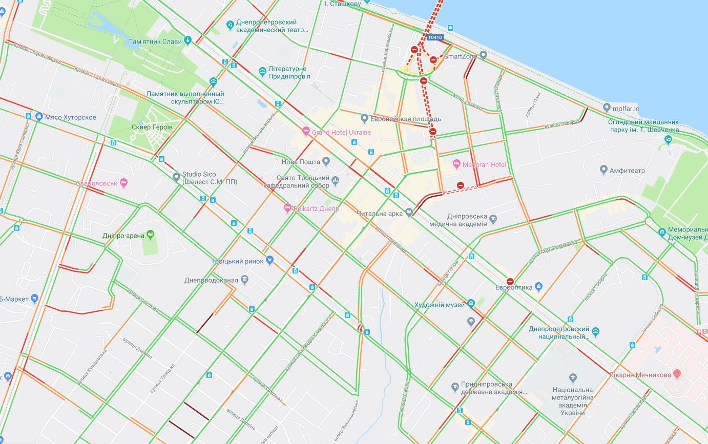 В Днепре образовались пробки. Новости Днепра