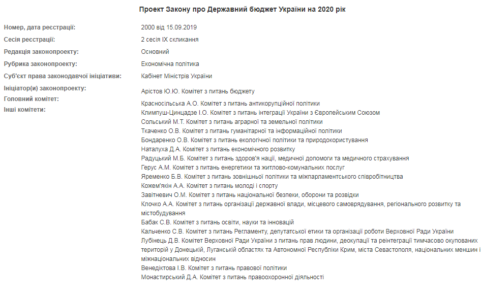 Верховная Рада рассмотрит проект Госбюджета-2020: что известно. Новости Украины