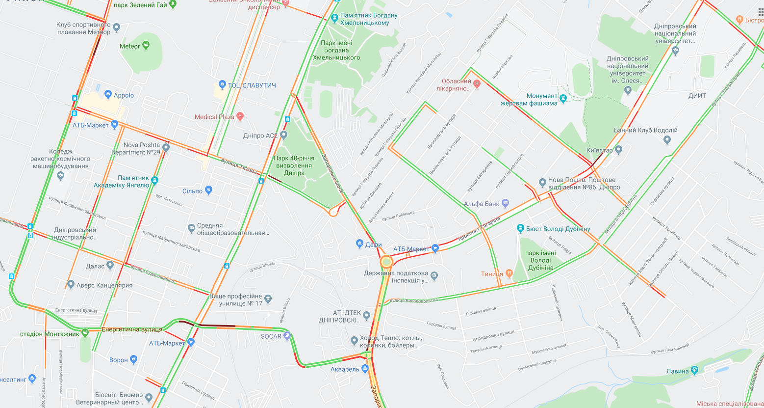 Куда не стоит ехать: где «пробки» и какова ситуация на дорогах Днепра. Новости Днепра