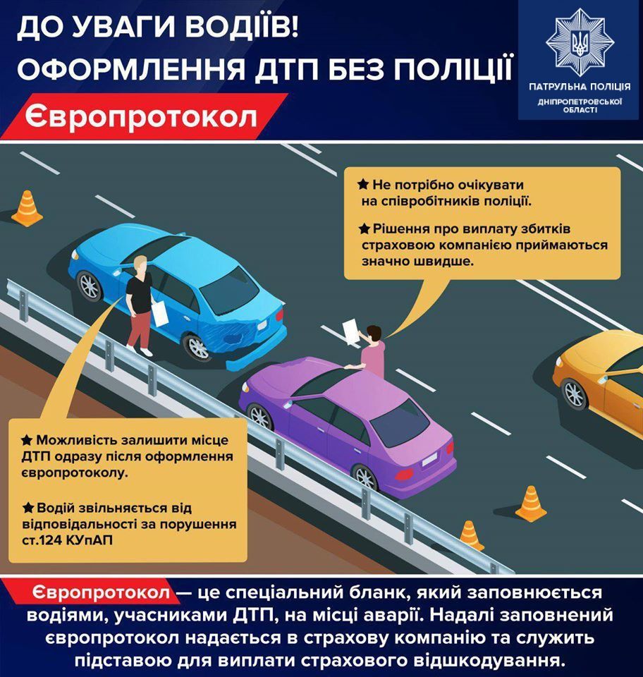 «Водителям на заметку»: как и когда можно составить европротокол. Новости Днепра