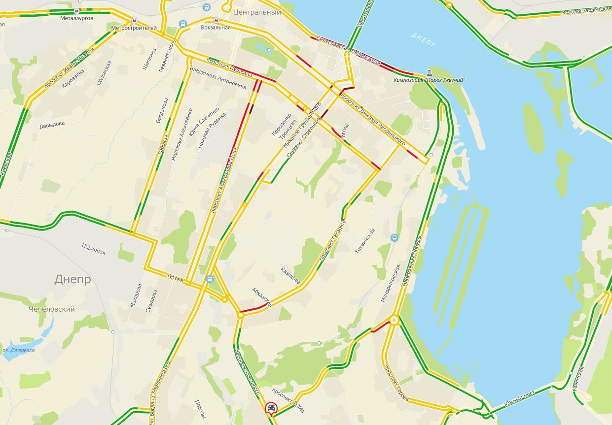 Серьезные пробки на дорогах Днепра: куда не стоит ехать. Новости Днепра