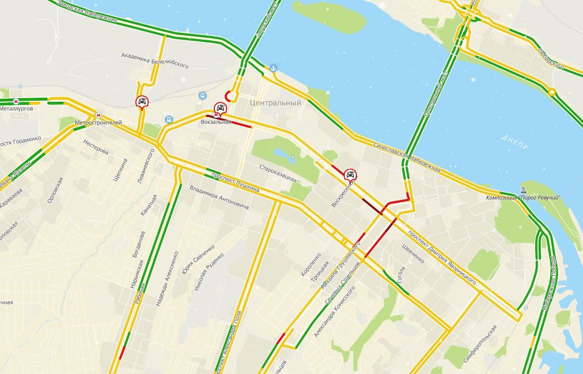 Пробки в Днепре: куда не стоит ехать. Новости Днепра