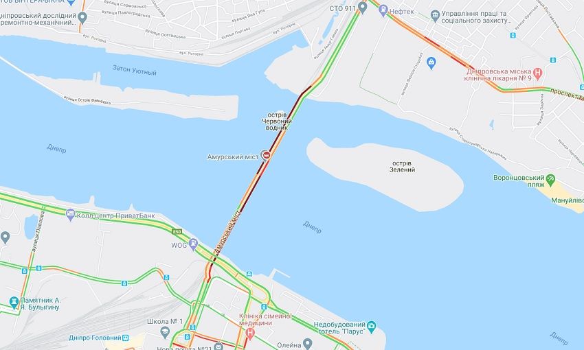 ДТП на Амурском мосту заблокировало движение. Новости Днепра