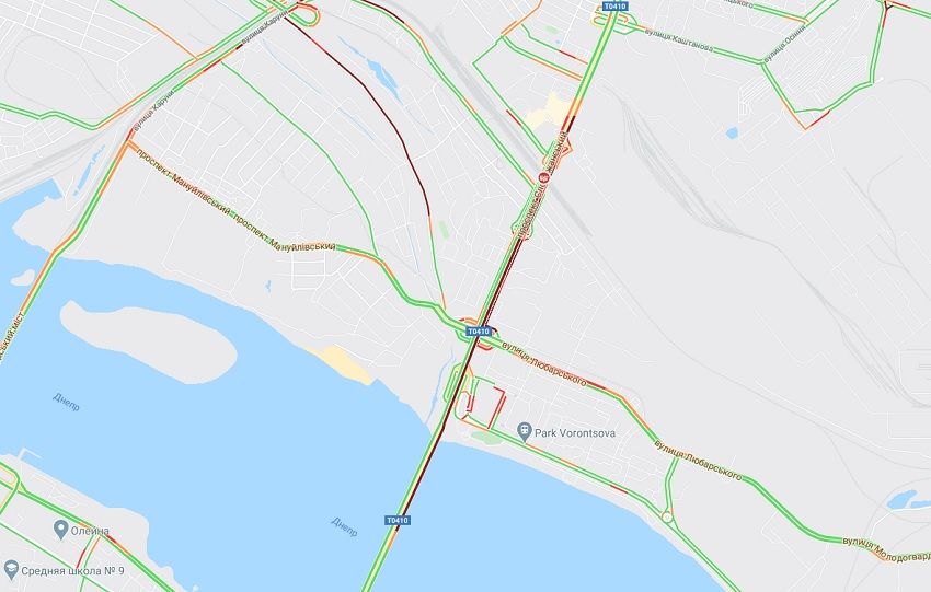 Из-за ДТП на Слобожанском проспекте образовался огромный затор. Новости Днепра