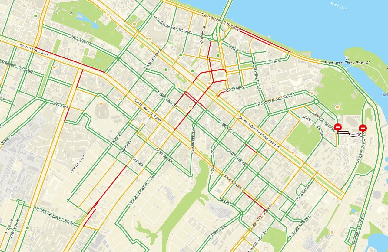 Пробки на дорогах Днепра: места. Новости Днепра