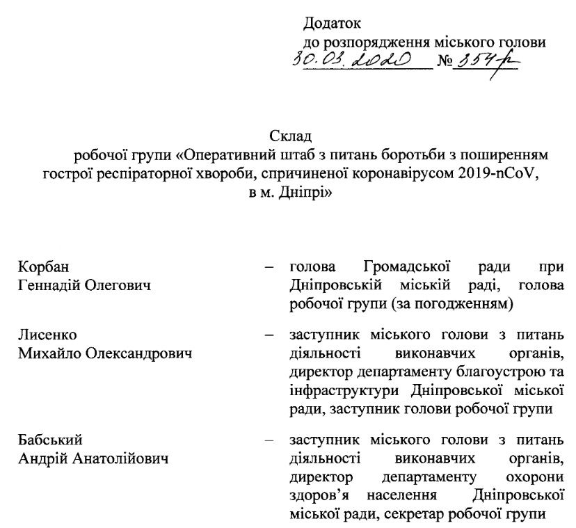 Корбан назначен главным по борьбе с коронавирусом в Днепре. Новости Днепра