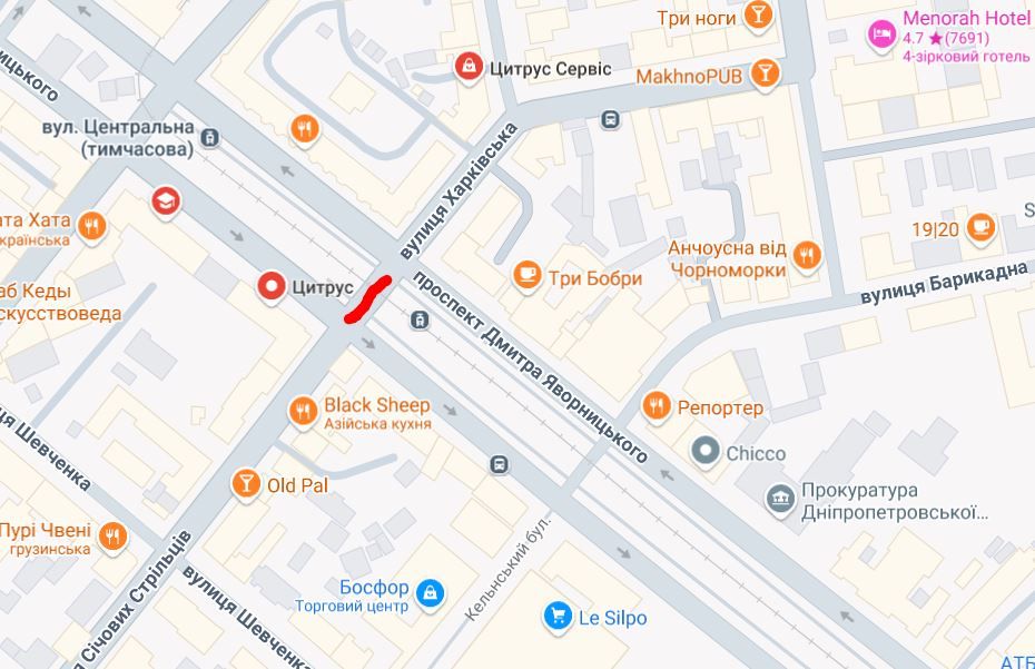 Пішохідний перехід на Харківській у Дніпрі