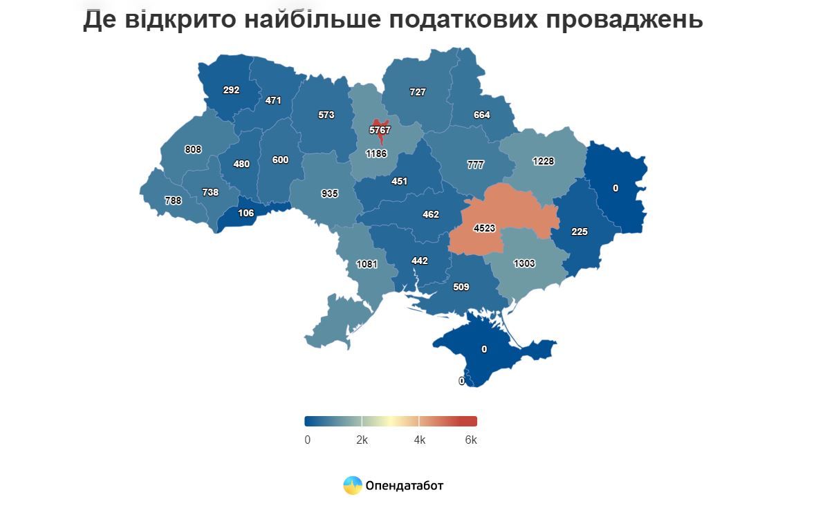 Карта зі статистикою податкових боргів