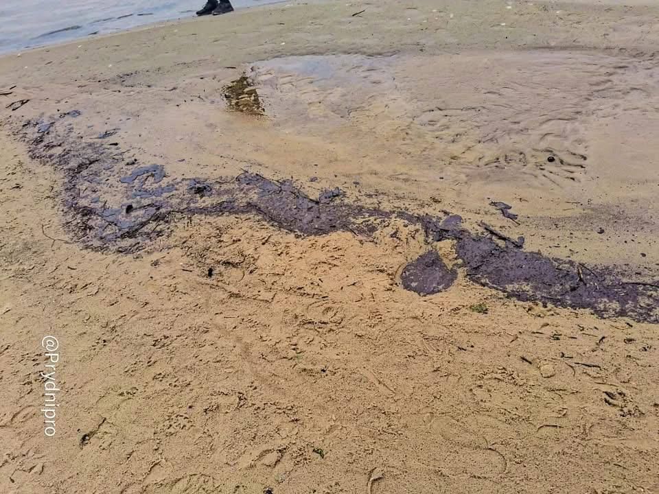 У Придніпровську на річці помітили дивні чорні плями та розводи