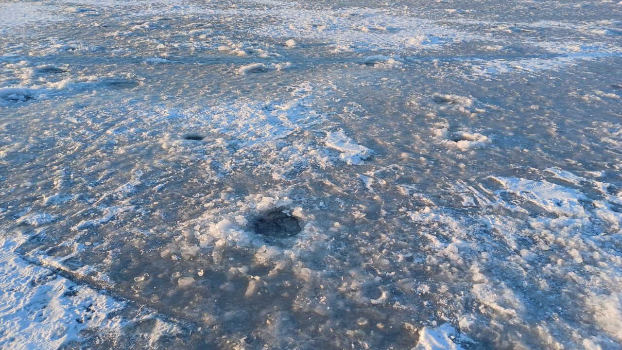 У Дніпрі посеред річки у сутінках гуляють десятки людей з дітьми