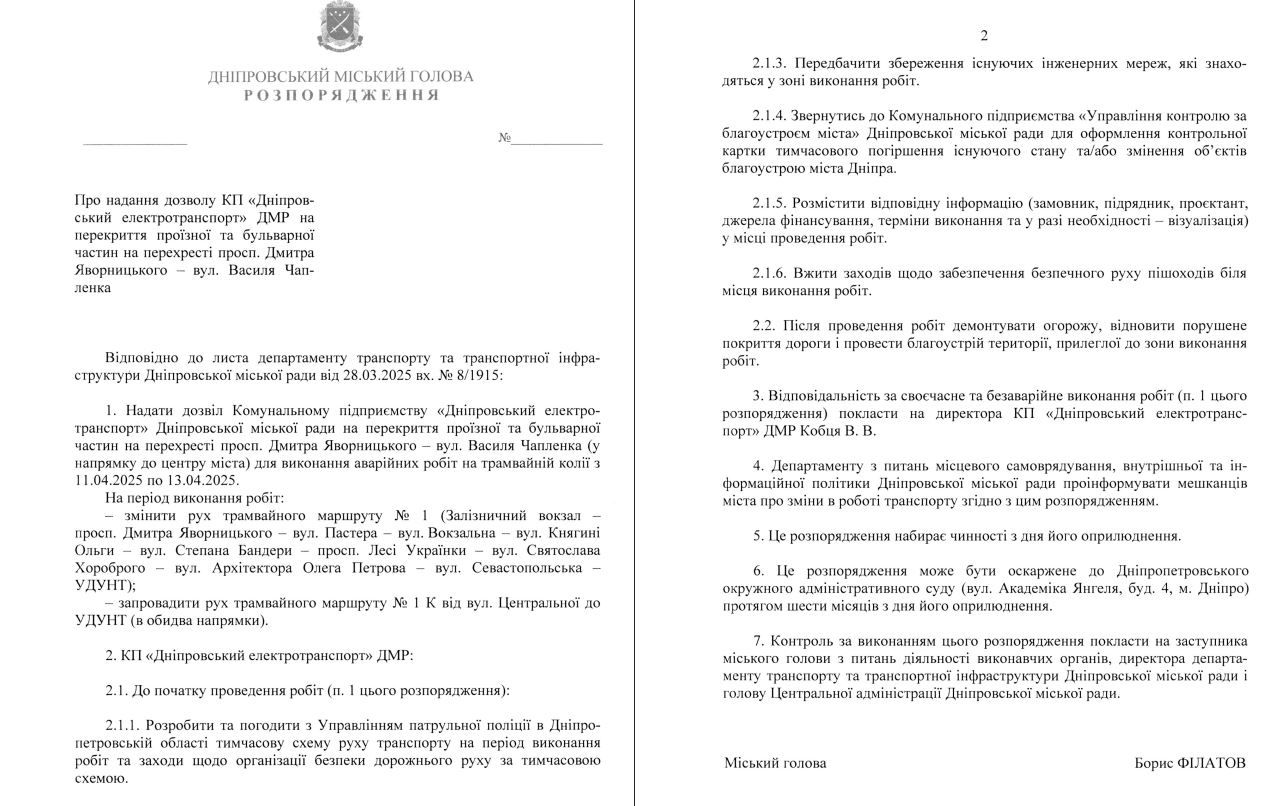 Документ распоряжения