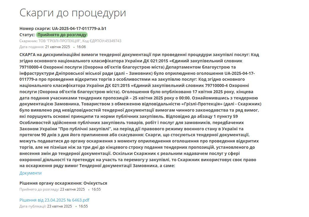 Жалоба от участника аукциона