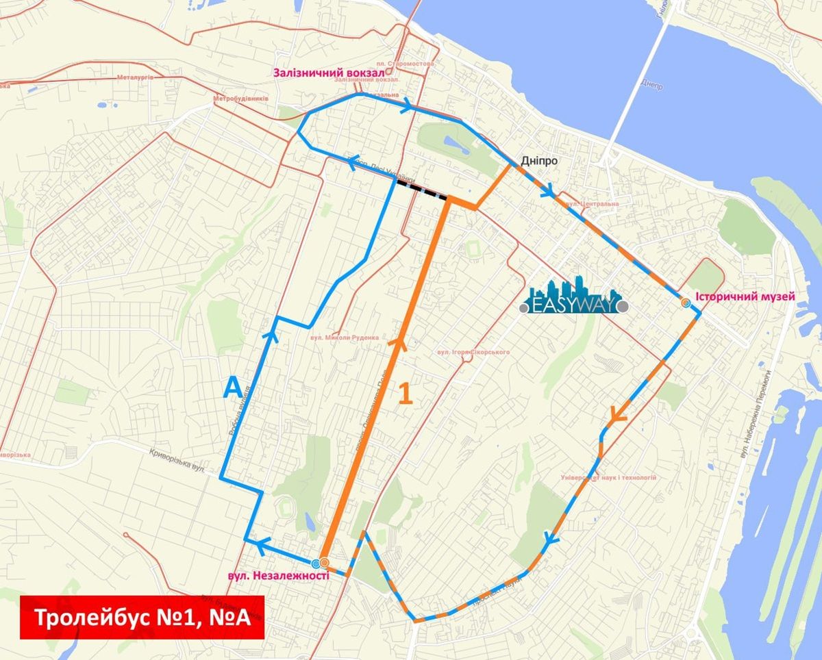 Маршрут Схема маршрута електротранспорту