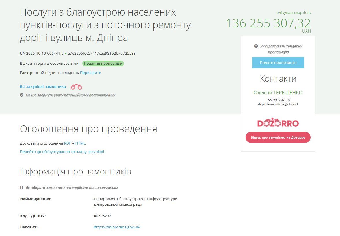 Ремонт доріг хочуть замовити в Дніпрі