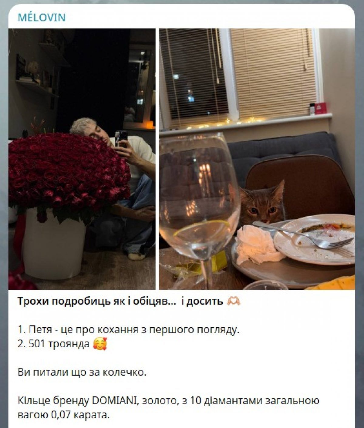 Допис Меловіна в телеграмі