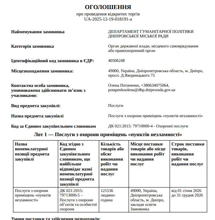 Информация о лоте