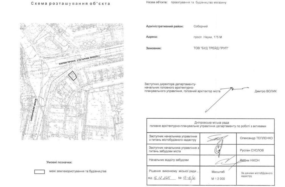 Схема розташування майбутнього будівництва