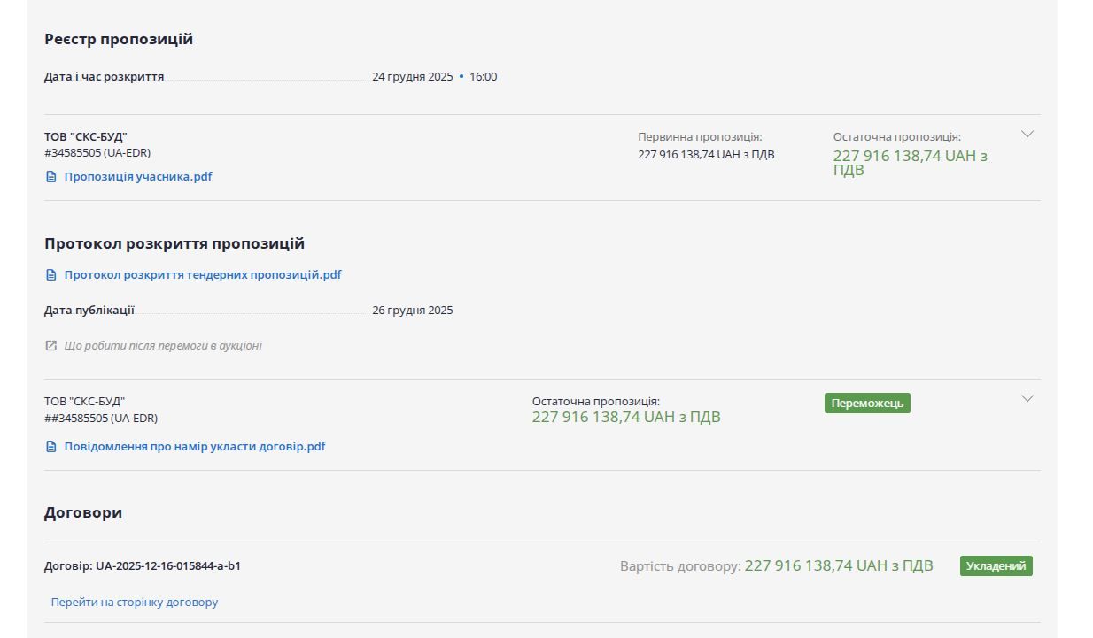 Інформація про підписання договору