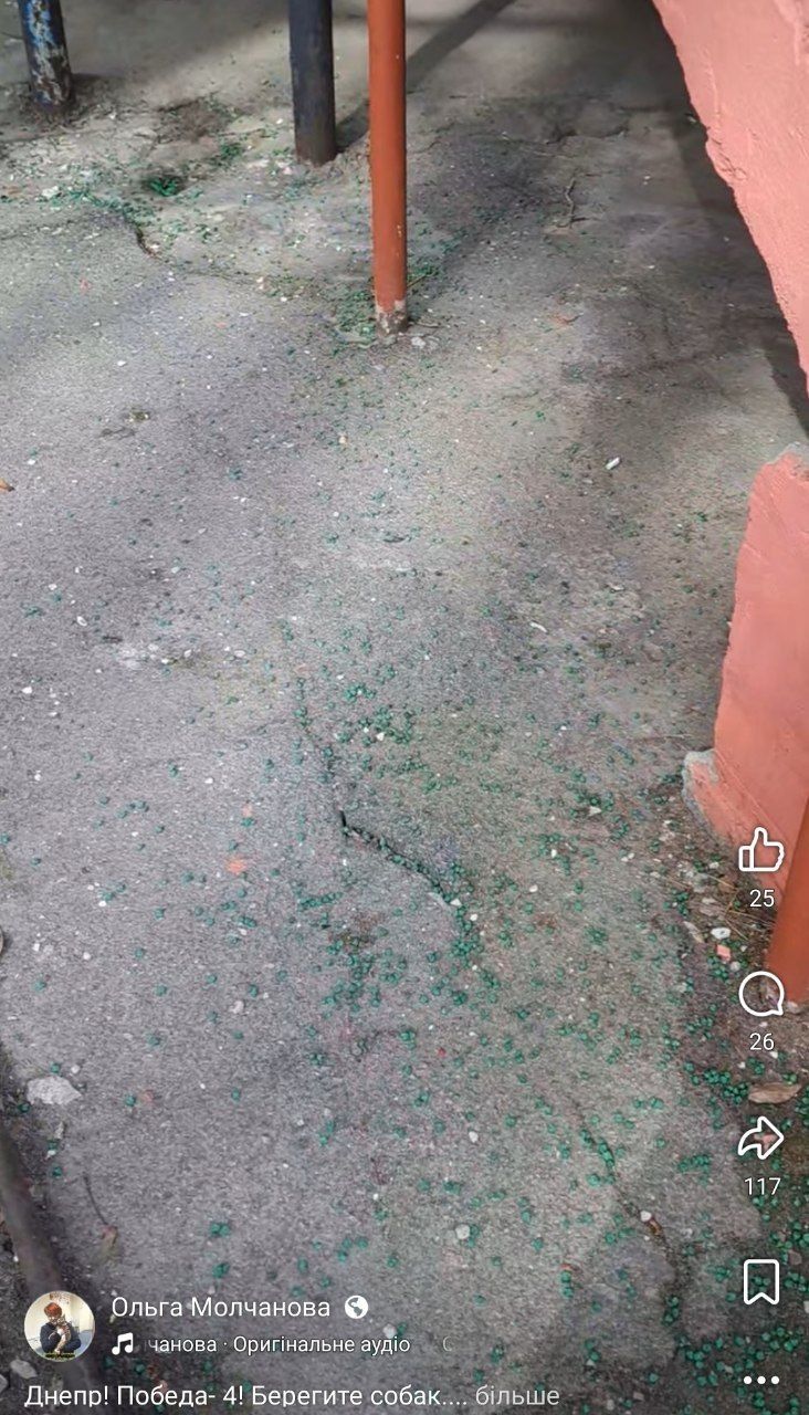 Куча вещества похожего на яд рассыпана возле магазинов