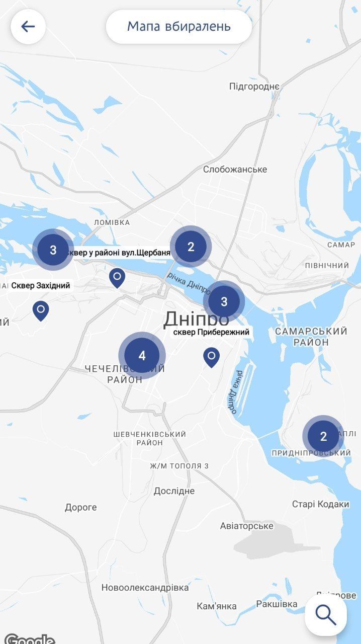 Карта общественных туалетов