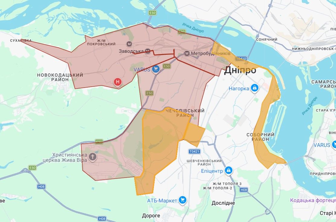 545 Червоний — води зовсім не буде, помаранчевий — знижений тиск