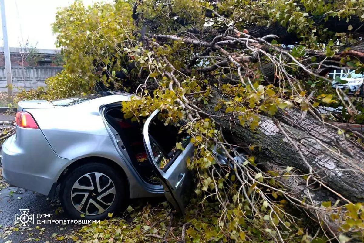 Понівечена автівка в Нікополі