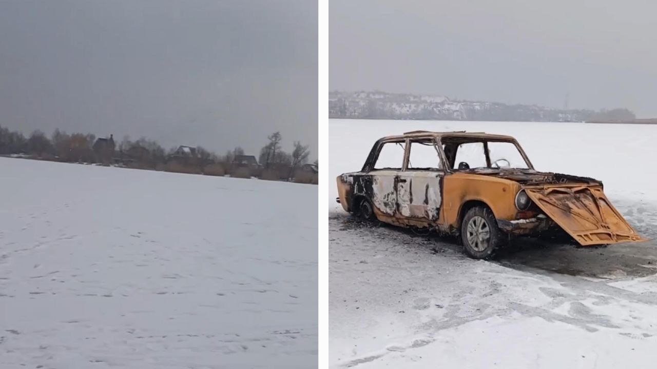 Авто посеред річки в Дніпрі