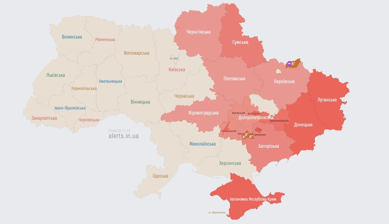 Карта воздушных тревог
