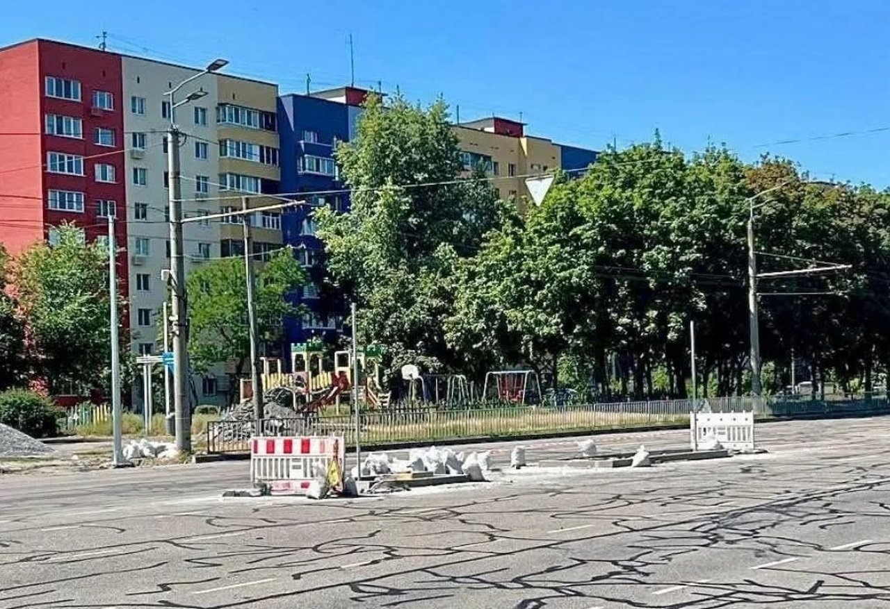Место, где устанавливается новый светофор в Днепре