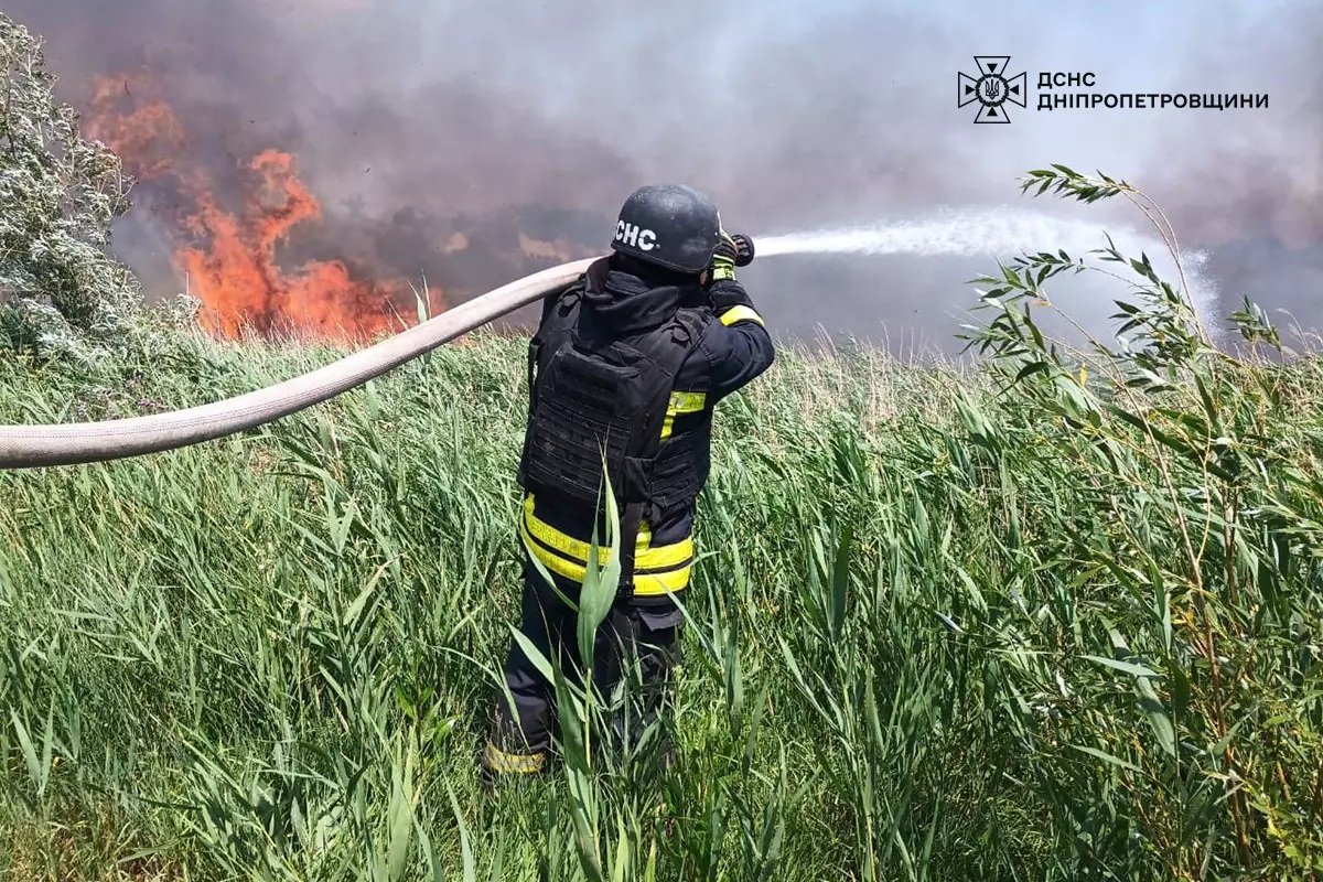 ДСНС Пожежа на відкритій території Дніпропетровської області, гасіння вогню рятувальниками ДСНС