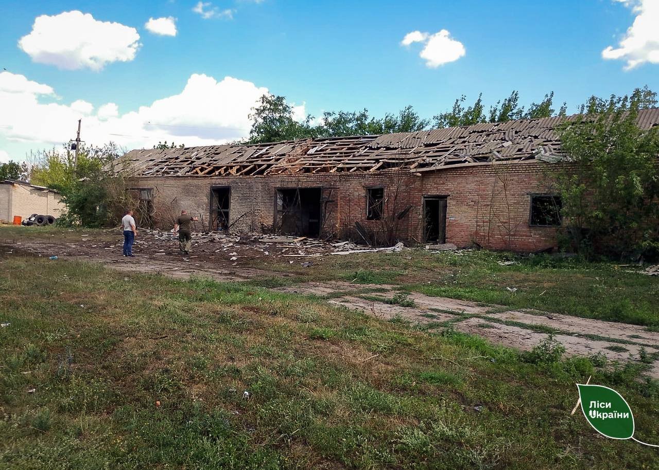 Пошкоджена господарська будівля на території лісництва