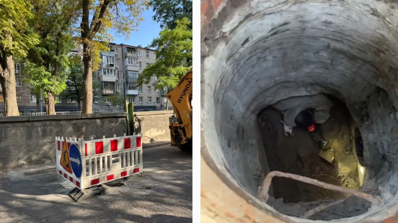 Котенок застрял в ливневом коллекторе в Днепре