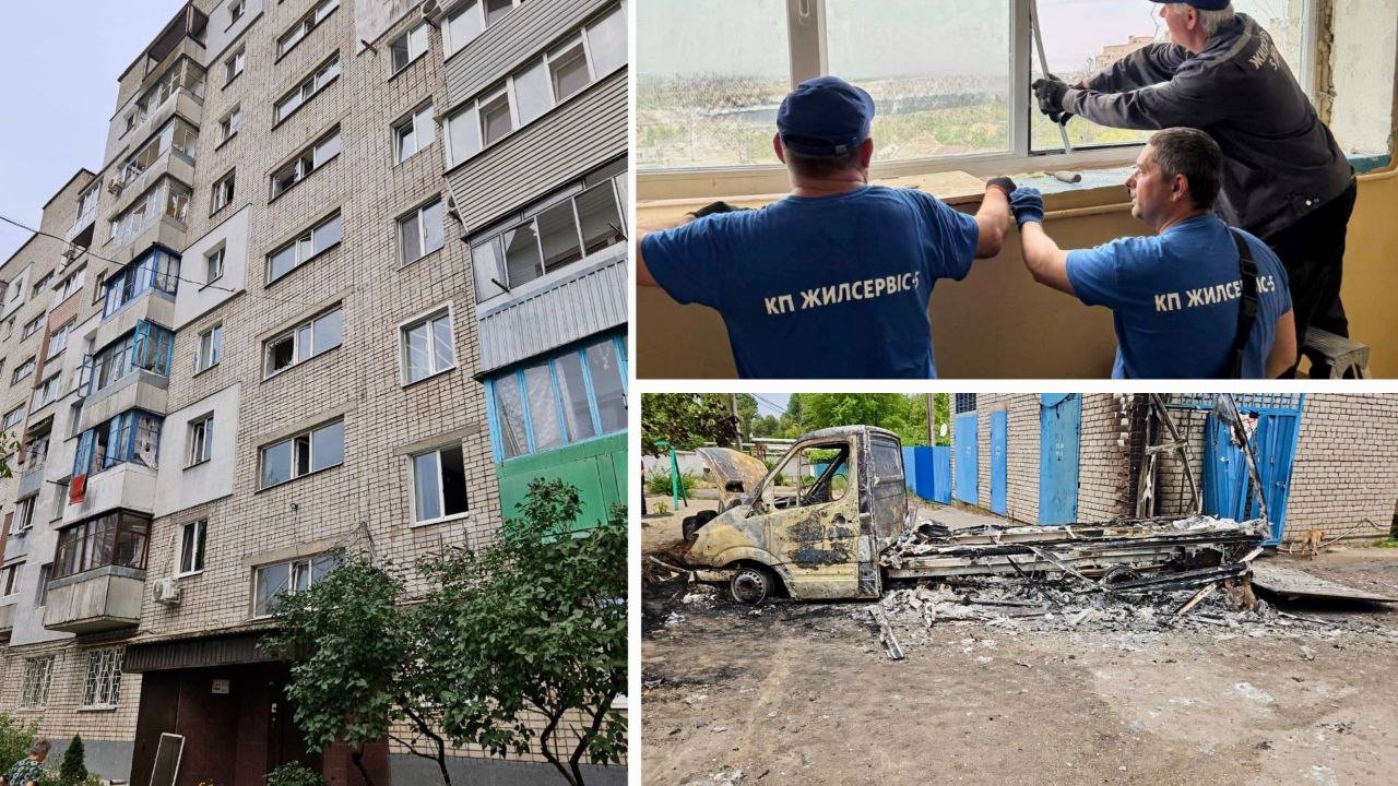 Комунальники затягують вікна плівкою в Дніпрі