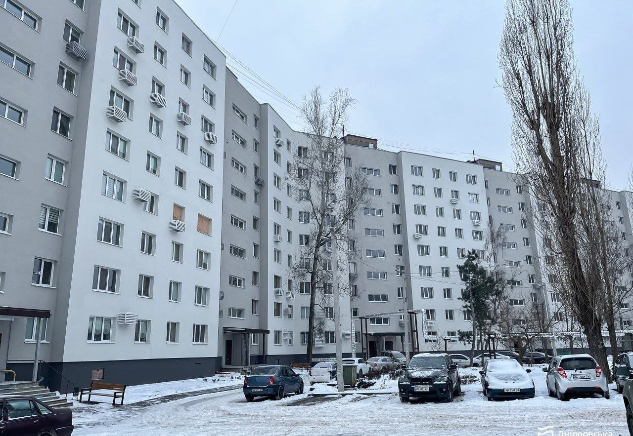 Восстановленный дом на Победе, куда в январе 2023 года попала ракета