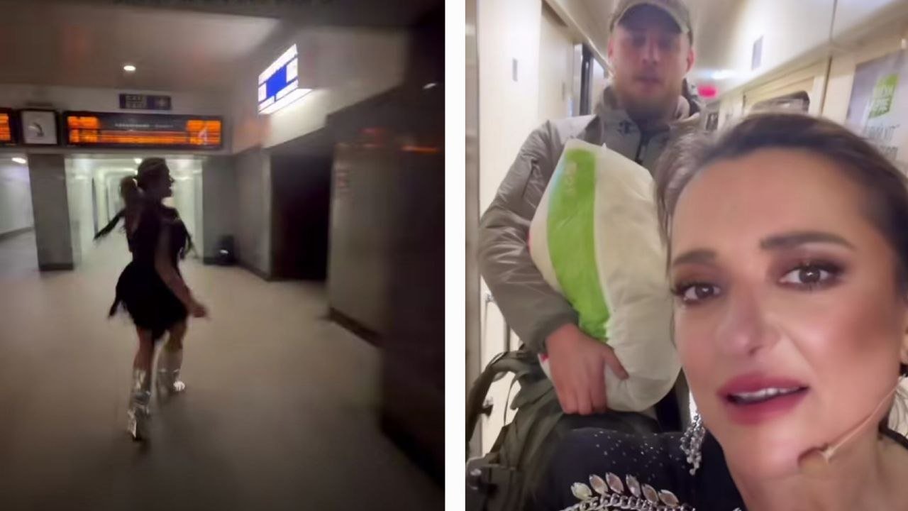 Украинскую певицу можно было увидеть на вокзале в Днепре в сценическом платье