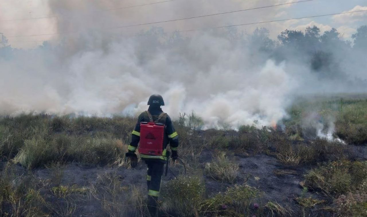 Рятувальник на місці пожежі на Дніпропетровщині