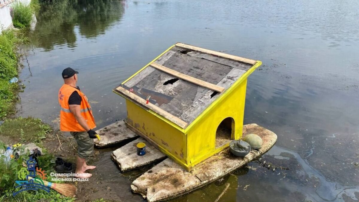 Під Дніпром оновили три будиночки, які стали домівкою для водоплавних птахів