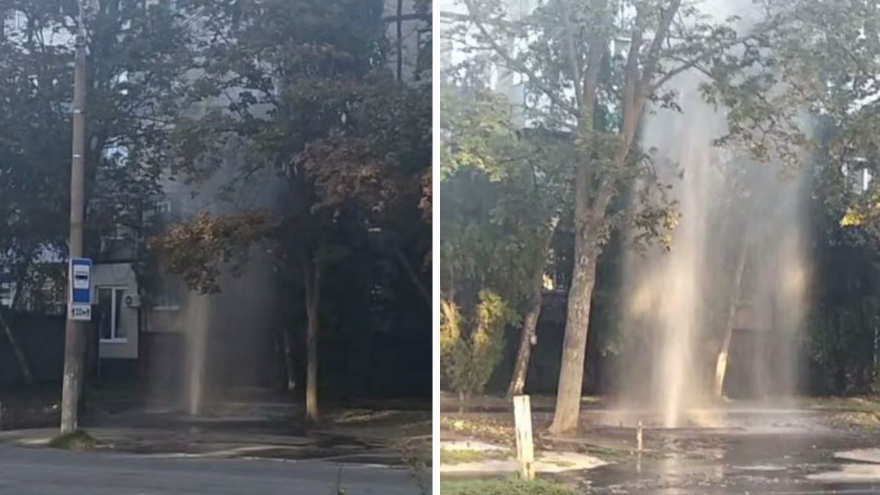 Через порив труби утворився кількаметровий гейзер у Дніпрі