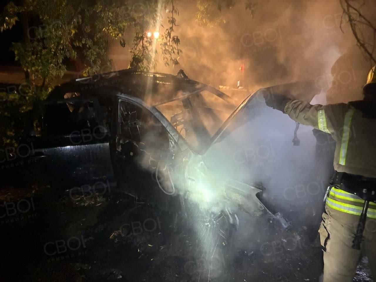 У Кривому Розі пасажир почав душити таксиста: автомобіль врізався в дерево та загорівся